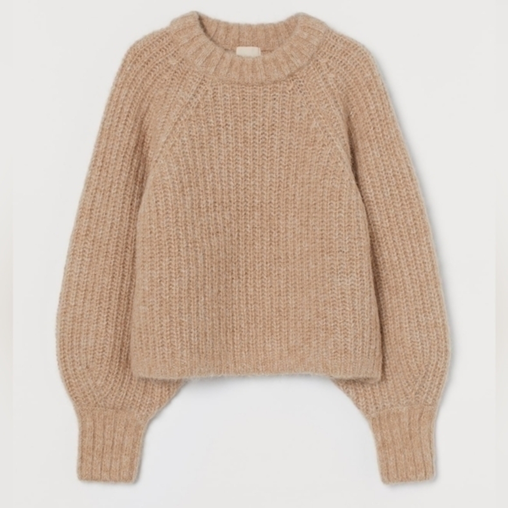 H&M Beige Melange Knit Alpaca-blend Sweater Size M